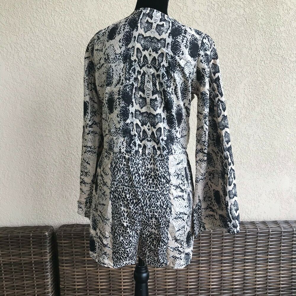 Nasty Gal Snake Print Plunge Romper Women's US 2 Black Tan Long Sleeve NWT - Picture 6 of 10